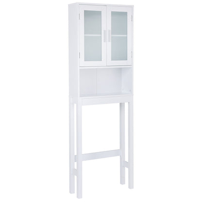 Over-the-Toilet Wooden Storage Cabinet with Tower Rack