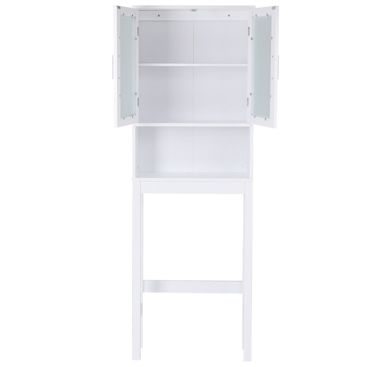 Over-the-Toilet Wooden Storage Cabinet with Tower Rack