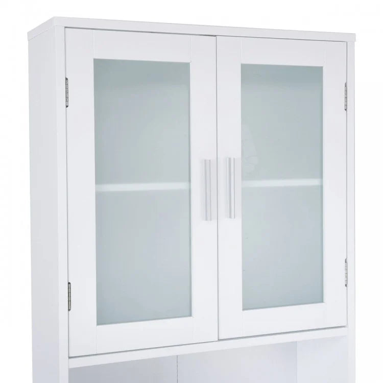 Over-the-Toilet Wooden Storage Cabinet with Tower Rack