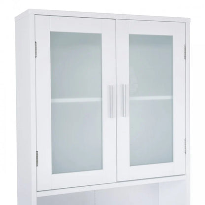 Over-the-Toilet Wooden Storage Cabinet with Tower Rack