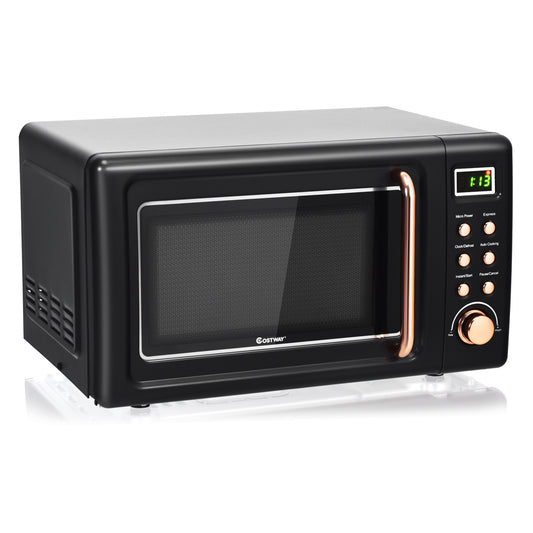 700W Retro 0.7 Cu. Ft Microwave with 5 Power Levels & Child Lock