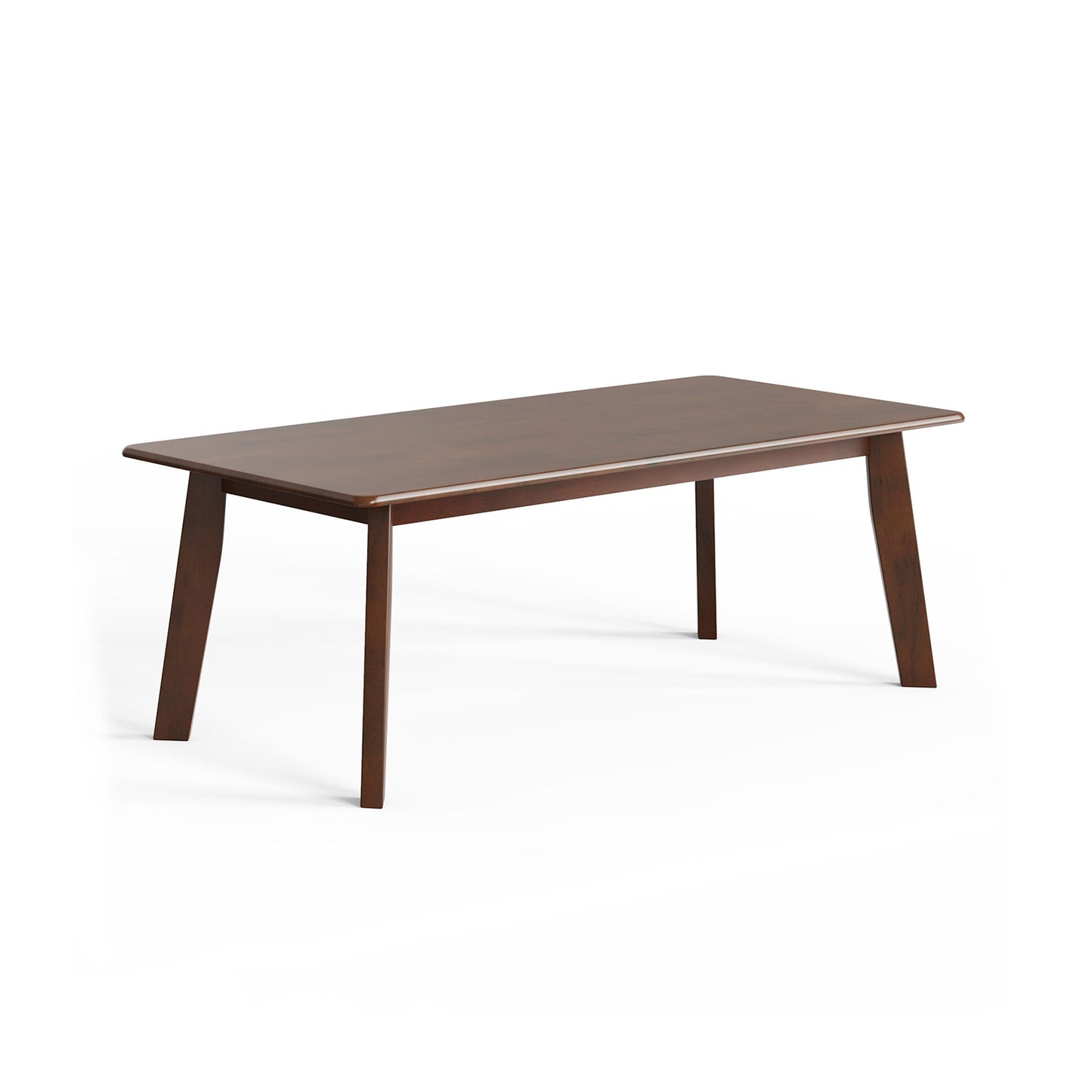 Modern Rectangular Wooden Coffee Table with Rubber Wood Legs and Open Storage