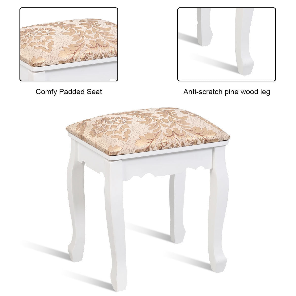 Elegant Vanity Table with Rotating Mirror and Storage Drawers