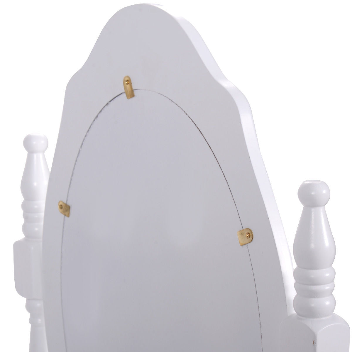 Classic Vanity Makeup Table Set with 360° Mirror, Drawers, and Stool – Solid Wood Frame
