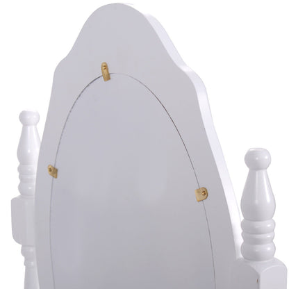 Classic Vanity Makeup Table Set with 360° Mirror, Drawers, and Stool – Solid Wood Frame