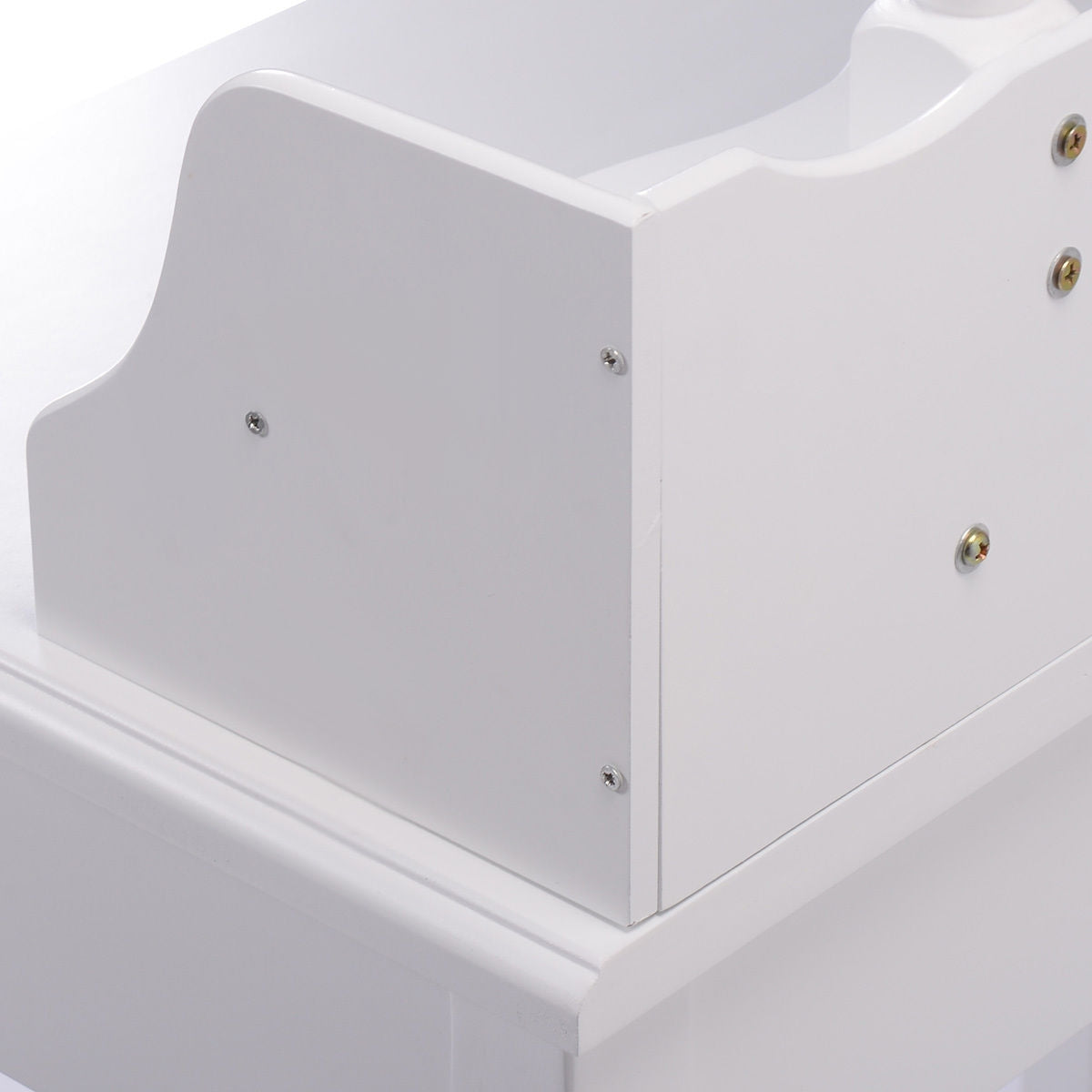 Classic Vanity Makeup Table Set with 360° Mirror, Drawers, and Stool – Solid Wood Frame