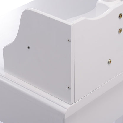Classic Vanity Makeup Table Set with 360° Mirror, Drawers, and Stool – Solid Wood Frame