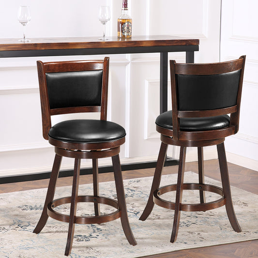 24 Inch Swivel Counter Stools with Upholstered Seats, Set of 2 - Brown