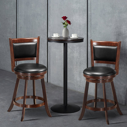 24 Inch Swivel Counter Stools with Upholstered Seats, Set of 2 - Brown