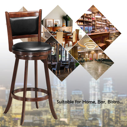 29 Inch Swivel Counter Stools with Upholstered Seats, Set of 2 - Brown
