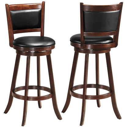 29 Inch Swivel Counter Stools with Upholstered Seats, Set of 2 - Brown