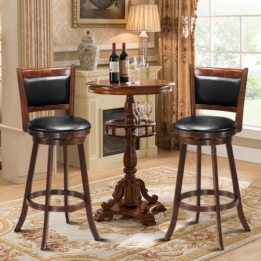 29 Inch Swivel Counter Stools with Upholstered Seats, Set of 2 - Brown