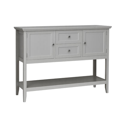 Modern Console Sideboard Table with Open Shelf and Drawers - Grey