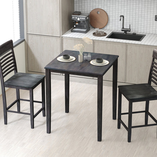 Solid Wood Square Dining Table for 4 People with Durable Frame and Elegant Wood Grain Finish
