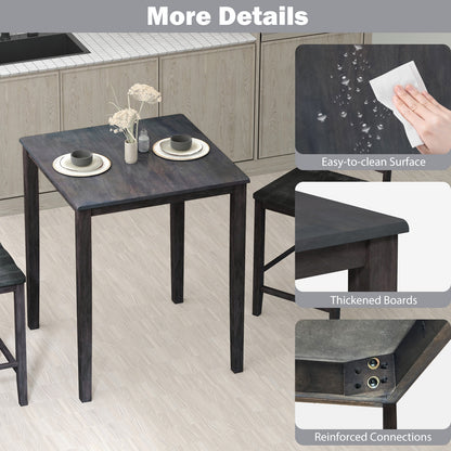 Solid Wood Square Dining Table for 4 People with Durable Frame and Elegant Wood Grain Finish
