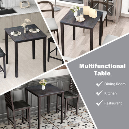 Solid Wood Square Dining Table for 4 People with Durable Frame and Elegant Wood Grain Finish
