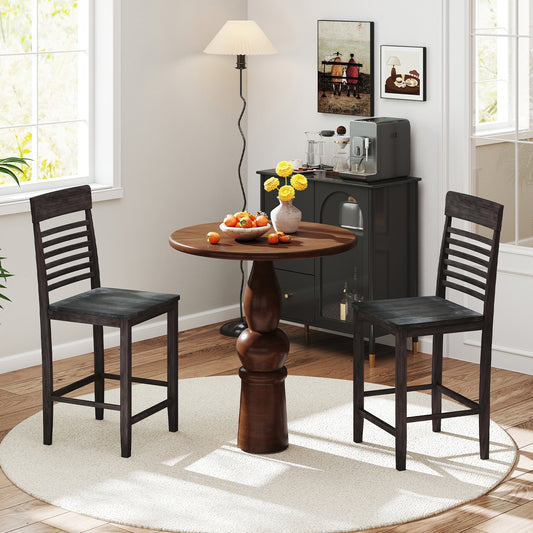 Solid Wood Dining Chairs with Footrests Set of 2 for Stylish Comfortable Dining Room Seating