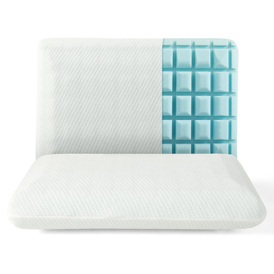 Set of 2 Cooling Gel Memory Foam Pillows with 3D Airflow Technology and Removable Pillowcases