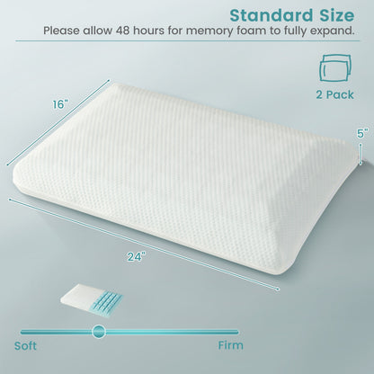 Set of 2 Cooling Gel Memory Foam Pillows with 3D Airflow Technology and Removable Pillowcases