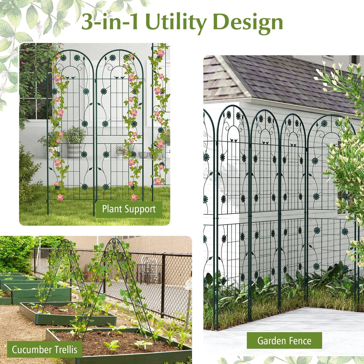 2 Pack 86.5” Metal Garden Trellis – Sturdy Support for Climbing Plants & Vines
