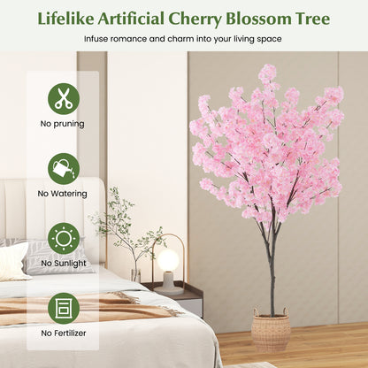 Exquisite 6.5 FT Pink Cherry Blossom Tree – 900 Lifelike Flowers for a Charming Decor