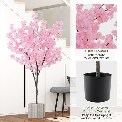 Exquisite 6.5 FT Pink Cherry Blossom Tree – 900 Lifelike Flowers for a Charming Decor