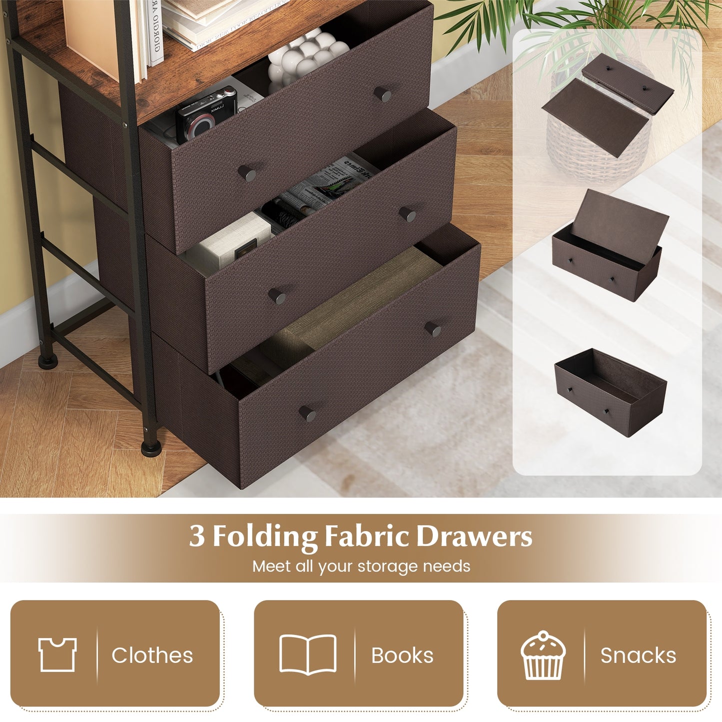 3-Drawer Fabric Storage Chest with Anti-Tipping Safety - Modern Organizer
