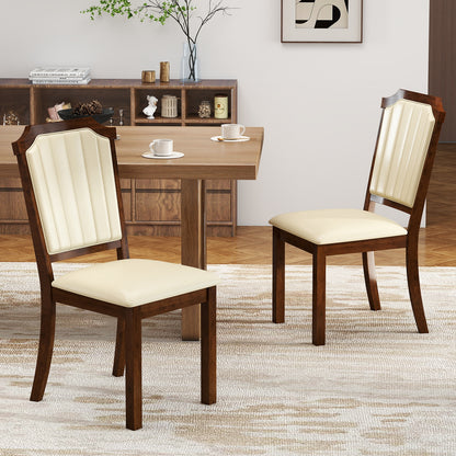 Elegant PU Leather Dining Chairs with Solid Rubber Wood Frame Set of 2