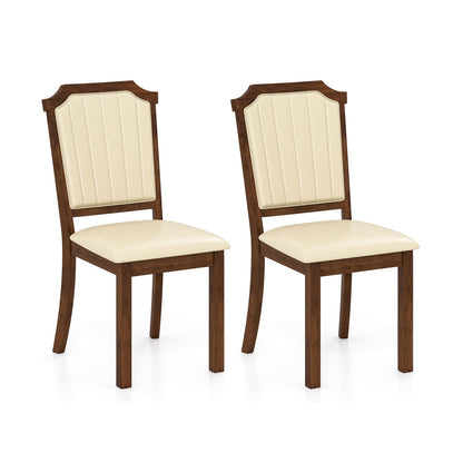 Elegant PU Leather Dining Chairs with Solid Rubber Wood Frame Set of 2