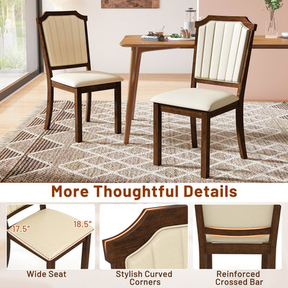 Elegant PU Leather Dining Chairs with Solid Rubber Wood Frame Set of 2