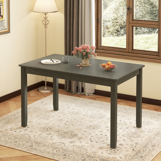 48 Inch Rectangular Wooden Dining Table for 4 with Solid Rubber Wood Legs in Grey Finish
