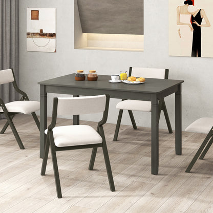 48 Inch Rectangular Wooden Dining Table for 4 with Solid Rubber Wood Legs in Grey Finish