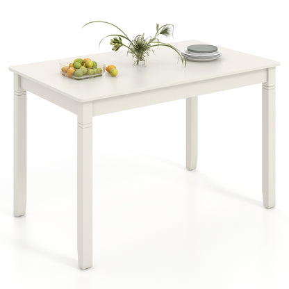 48 Inch Rectangular Wooden Dining Table for 4 with Solid Rubber Wood Legs in White Finish