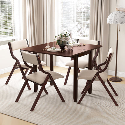 Expandable Kitchen Dining Set for 2 with Upholstered Folding Chairs and Storage Table