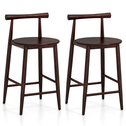 Counter Height Kitchen Island Chairs with Acacia Wood Base and Comfortable 24" Seat – Brown, Set of 2
