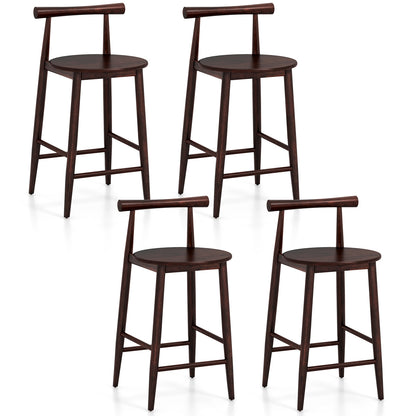 Counter Height Kitchen Island Chairs with Acacia Wood Base and Comfortable 24" Seat – Brown, Set of 2
