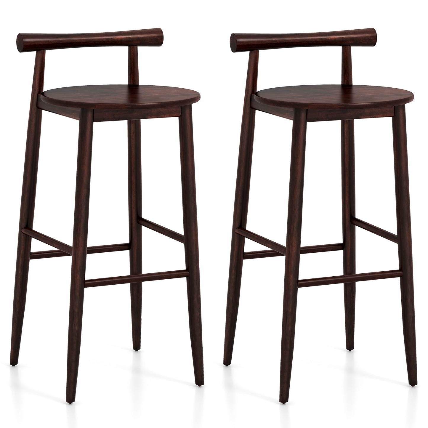 Counter Height Kitchen Island Chairs with Acacia Wood Base and Comfortable 30" Seat – Brown, Set of 2