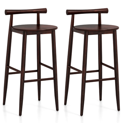 Counter Height Kitchen Island Chairs with Acacia Wood Base and Comfortable 30" Seat – Brown, Set of 2