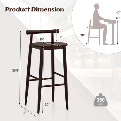 Counter Height Kitchen Island Chairs with Acacia Wood Base and Comfortable 30" Seat – Brown, Set of 2