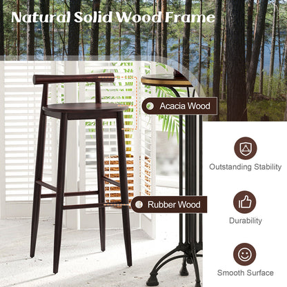 Counter Height Kitchen Island Chairs with Acacia Wood Base and Comfortable 30" Seat – Brown, Set of 2