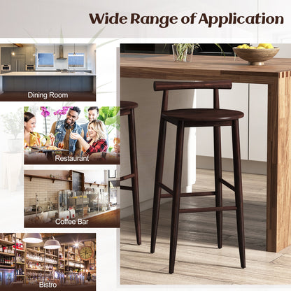 Counter Height Kitchen Island Chairs with Acacia Wood Base and Comfortable 30" Seat – Brown, Set of 2