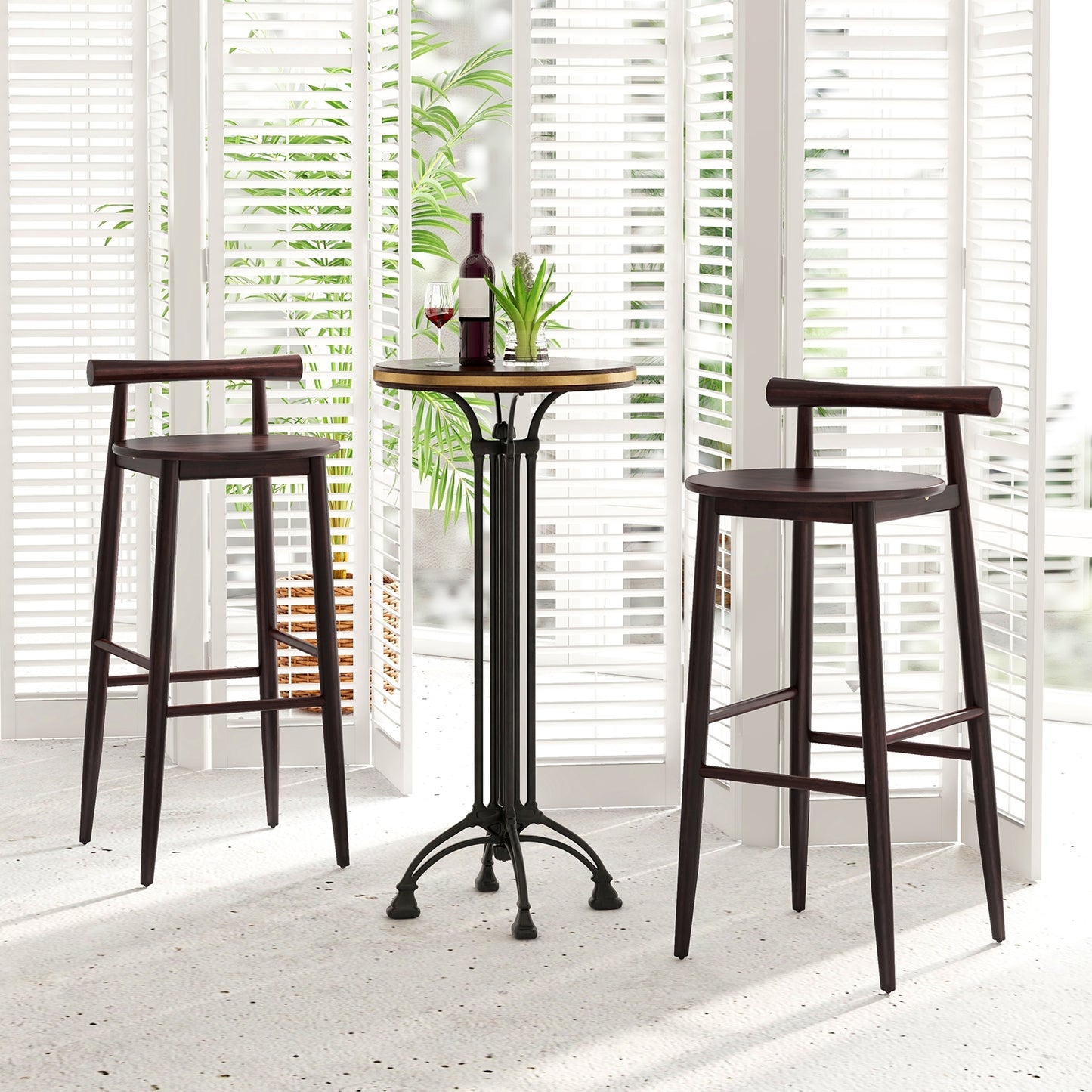 Counter Height Kitchen Island Chairs with Acacia Wood Base and Comfortable 30" Seat – Brown, Set of 2