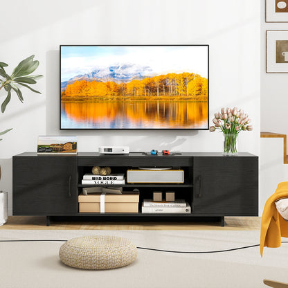 60 Inch TV Stand with Power Outlet, Cable Management, and Storage for 65 Inch TVs - Black