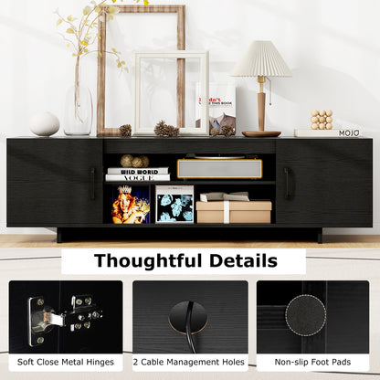 60 Inch TV Stand with Power Outlet, Cable Management, and Storage for 65 Inch TVs - Black