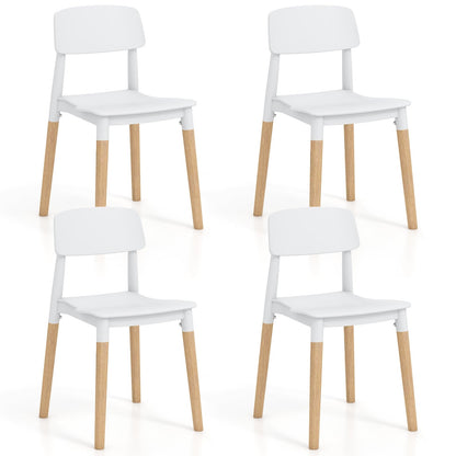 Set of 4 Modern Dining Side Chairs with Ergonomic Backrest for Dining Room - White