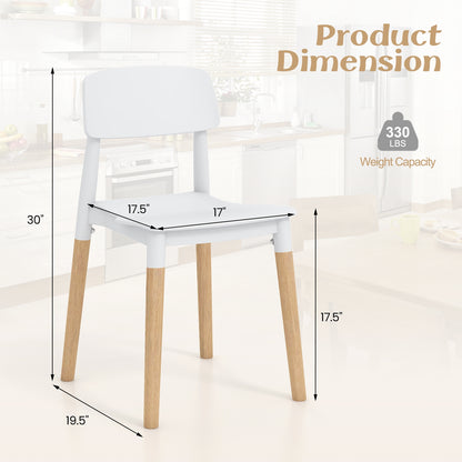 Set of 4 Modern Dining Side Chairs with Ergonomic Backrest for Dining Room - White