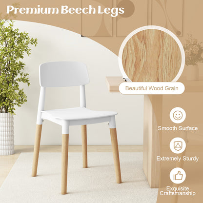 Set of 4 Modern Dining Side Chairs with Ergonomic Backrest for Dining Room - White