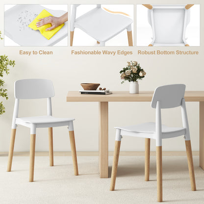 Set of 4 Modern Dining Side Chairs with Ergonomic Backrest for Dining Room - White