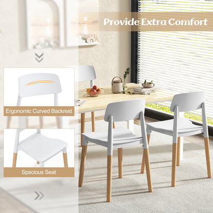Set of 4 Modern Dining Side Chairs with Ergonomic Backrest for Dining Room - White