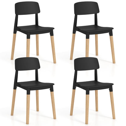 Set of 4 Modern Dining Side Chairs with Ergonomic Backrest for Dining Room - Black